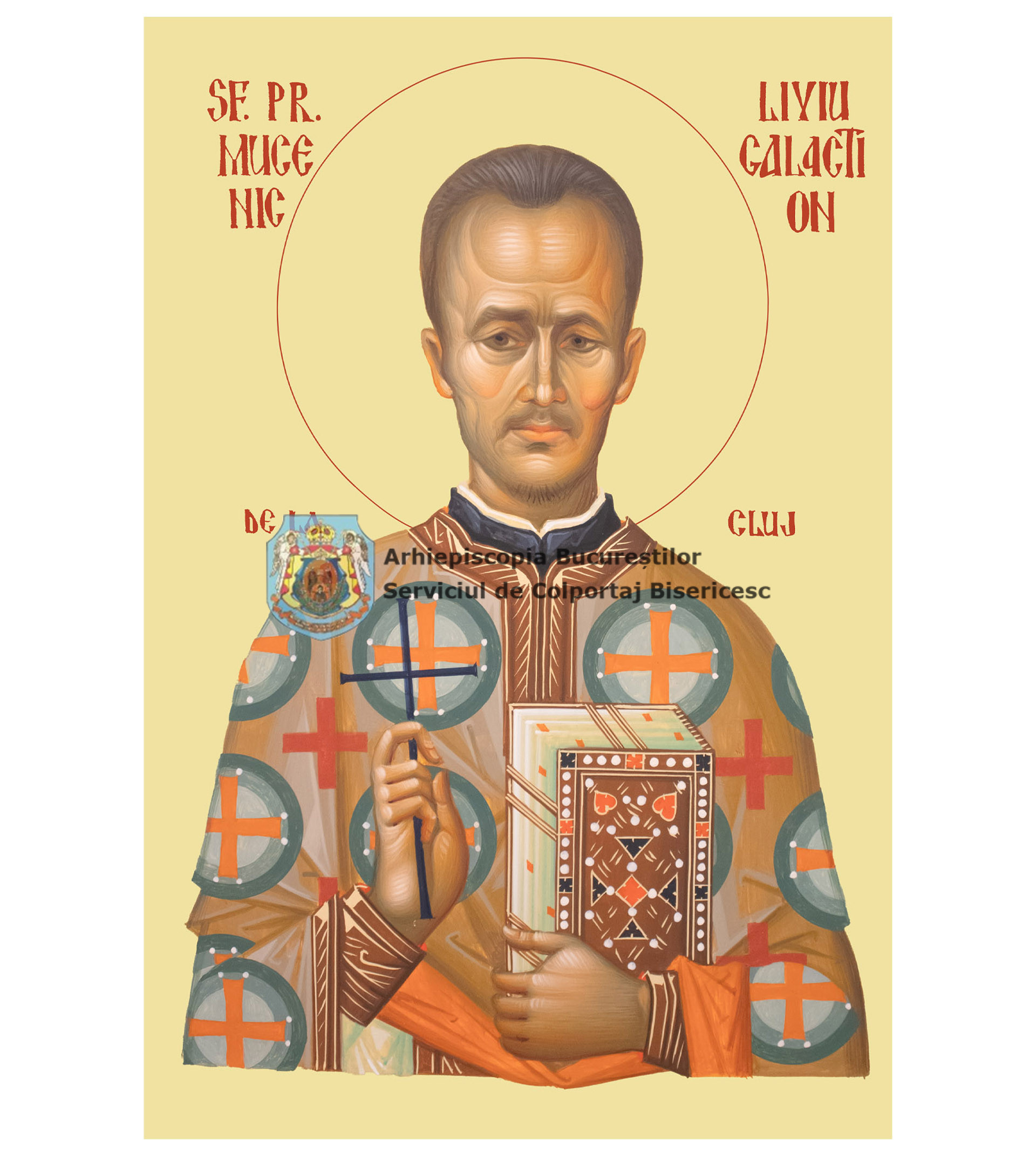 Icoană litografiată cu Sfântul Preot Mucenic Liviu Galaction de la Cluj 65762