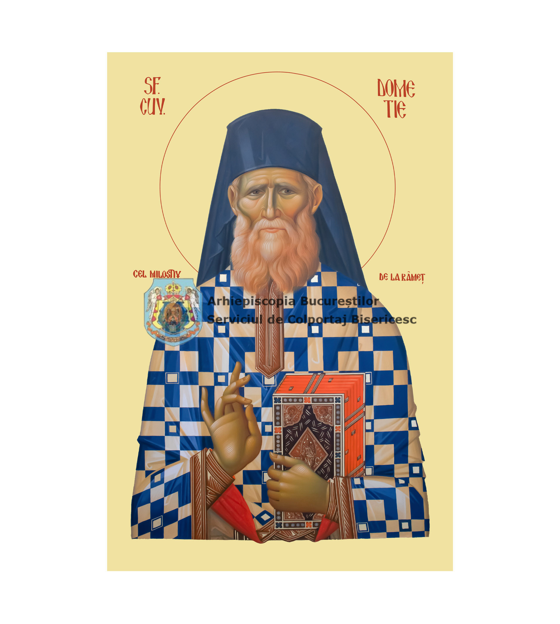 Icoană litografiată cu Sfântul Cuvios Dometie cel Milostiv de la Râmeț 17694